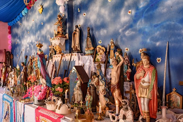 Brazilian religious altar mixing elements of umbanda