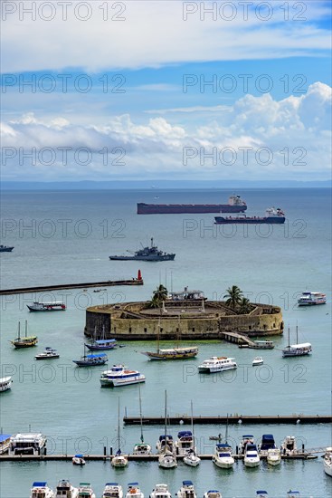 Baia de Todos os Santos and Fort of Sao Marcelo in the city of Salvador