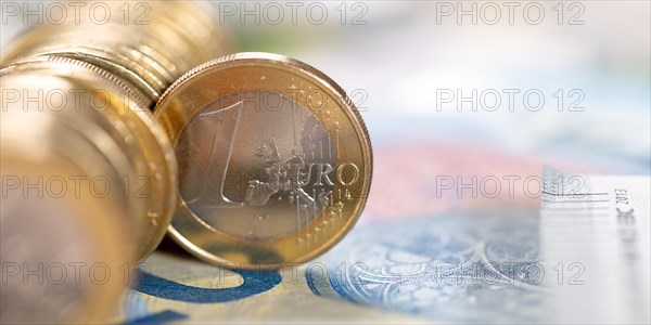 One euro Coin Save Money Finance Pay with copy space Banner in Stuttgart