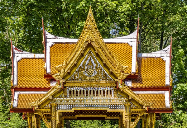 Gable of the Siamese Temple Sala-Thai II in the spa garden Bad Homburg vor der Hoehe