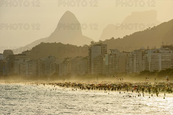 Late afternoon at Copacabana beach during the summer of covid in Rio de Janeiro