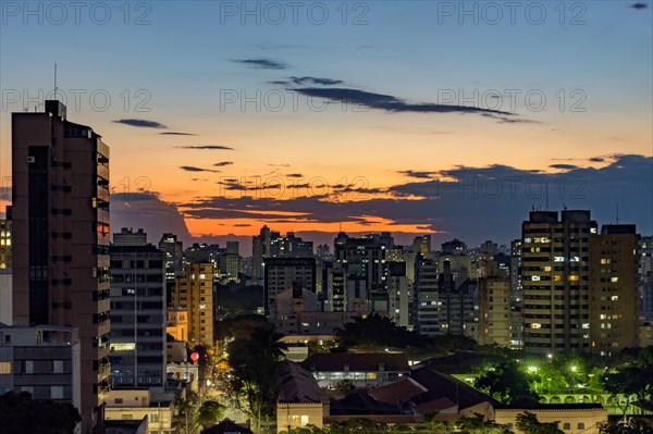 Urban view of the city of Belo Horizonte in Minas Gerais at dusk with its buildings and lights