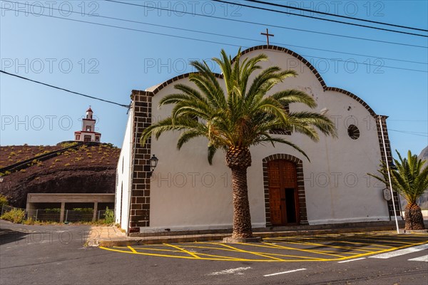 Joapira bell tower and the parish church of Nuestra Senora de Candelaria in La Frontera on El Hierro