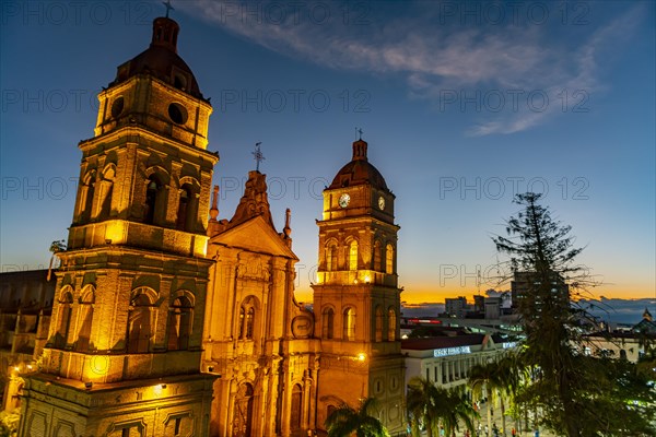 Cathedral Basilica of St. Lawrence at nighttime