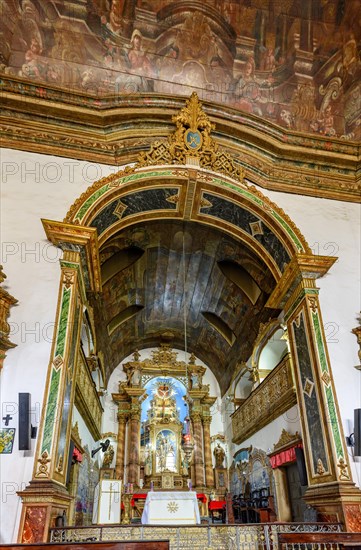 Historic baroque church interior in Pelourinho neighborhood in Salvador Bahia