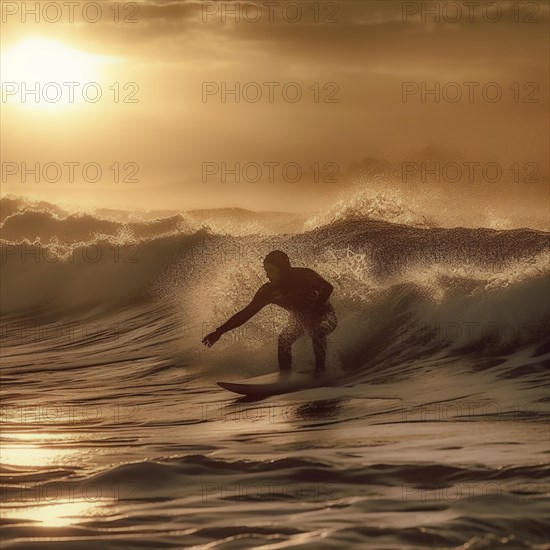 Windsurfer in stormy sea and wind