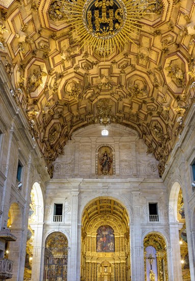 Interior of a historic baroque church in Salvador