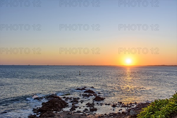 Sunset at Todos os Santos bay in the famous city of Salvador in Bahia northeast coast of Brazil