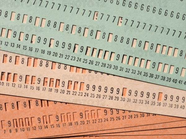 Green punched card for programming