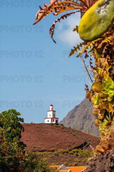 Beautiful Bell Tower of Joapira above the parish church of Nuestra Senora de Candelaria in La Frontera on El Hierro