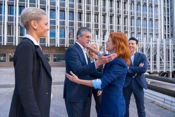 Handshake Between Professionals in a Business District