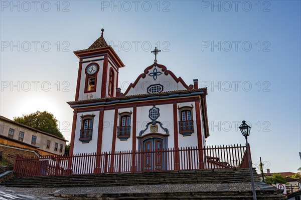 Facade of an old baroque church in the historic town of Diamantina in Minas Gerais