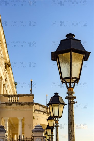 Old street lighting lanterns during the late afternoon in the Pelourinho neighborhood in the city of Salvador
