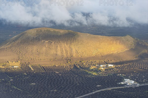 Panorama from Montana de Guardilama to Montana Diama and the wine-growing area of La Geria