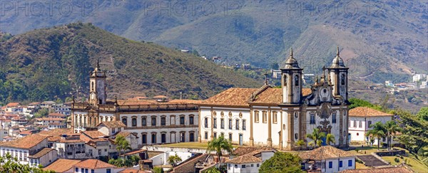 Panoramic view from the top of the historic center of Ouro Preto with its houses