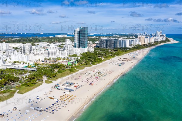 Aerial view of the beach and sea holiday in Miami Beach