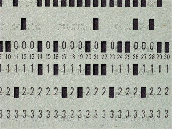Green punched card for programming