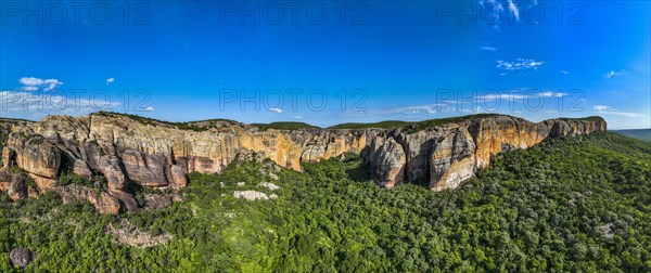 Aerial of the Sandstone cliffs in the Unesco site Serra da Capivara National Park