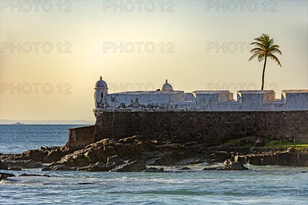 Fortress walls from the 17th century responsible for the defense of the bay of Todos os Santos in the city of Salvador in Bahia