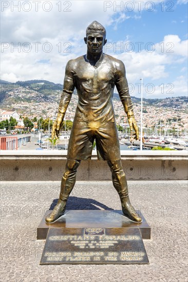 Cristiano Ronaldo statue in Funchal on Madeira Island
