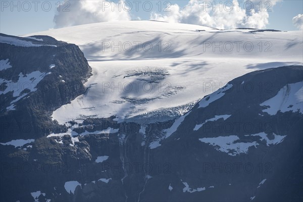 Mountains with glacier tongue of Jostedalsbreen