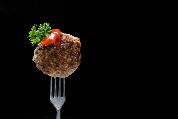 Homemade meatball on fork