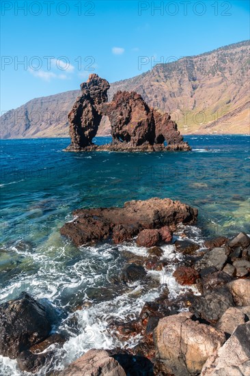 The Roque de la Bonanza in the bay of Las Playas on the island of El Hierro