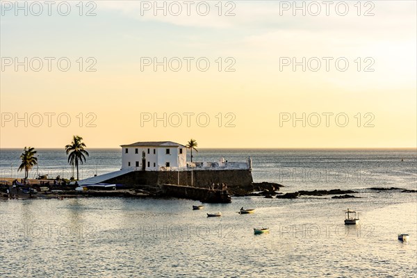 Old fort of Santa Maria in Salvador in Bahia at sunset from Todos os Santos bay