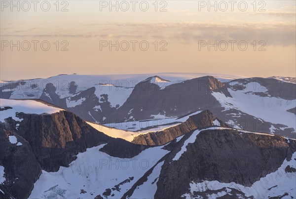 Mountain top with glacier Jostedalsbreen