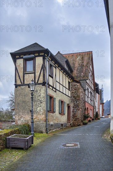 Historic half-timbered architecture in Bliggergasse in Neckarsteinach