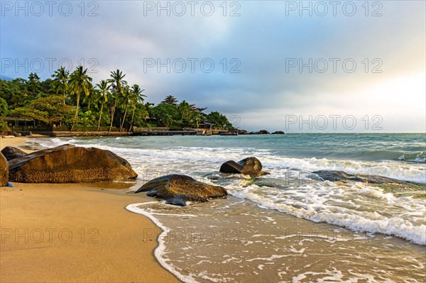 Tropical beach on the island of Ilhabela north coast of Sao Paulo