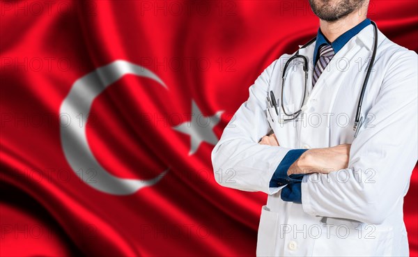 Health and care with the flag of Turkey. Turkish national health concept