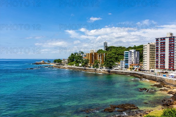 Waterfront of the city of Salvador in Bahia with Barra beach