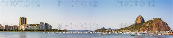Panoramic image of Rio de Janeiro with the boats moored