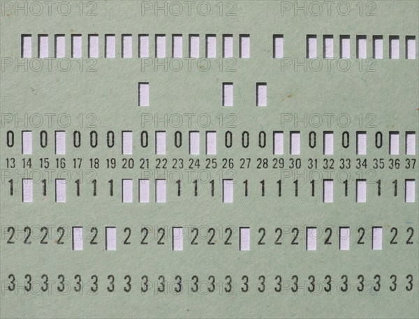 Green punched card for programming