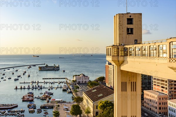 View of the bay of All Saints and Lacerda elevator in the famous city of Salvador