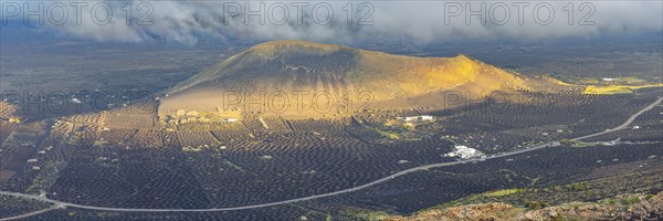 Panorama from Montana de Guardilama to Montana Diama and the wine-growing area of La Geria