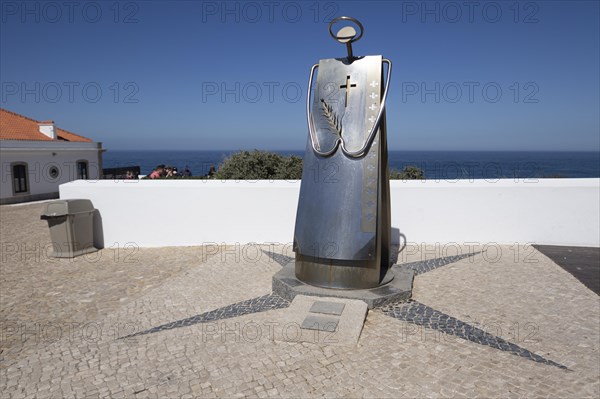 Sculpture in honour of St Vincent of Saragossa at the historic lighthouse at Cape Cabo de Sao Vicente