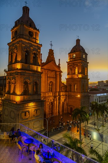 Cathedral Basilica of St. Lawrence at nighttime