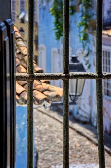 Old street with cobblestone pavement in the Pelourinho neighborhood of Salvador