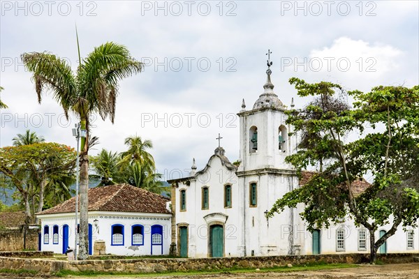 White church in the ancient and historic city of Paraty on the south coast of the state of Rio de Janeiro founded in the 17th century