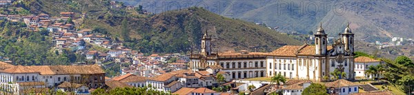 Panoramic view from the top of the historic center of Ouro Preto with its houses