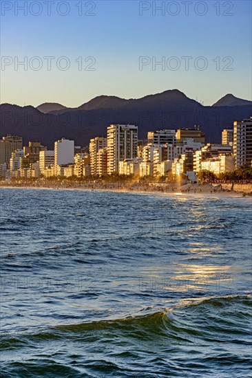 Buildings around the beach of Ipanema in Rio de Janeiro during a summer afternoon