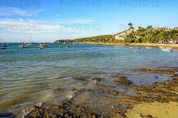 Panaroma of downtown Buzios in Rio de Janeiro with the sea