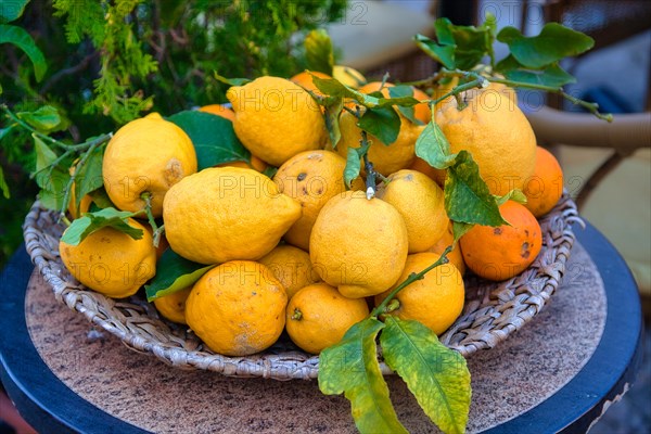 Mediterranean cermic peel with ripe lemons