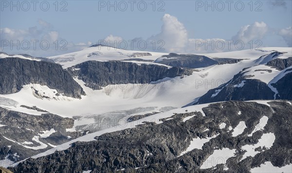 Mountains with glacier tongue of Jostedalsbreen