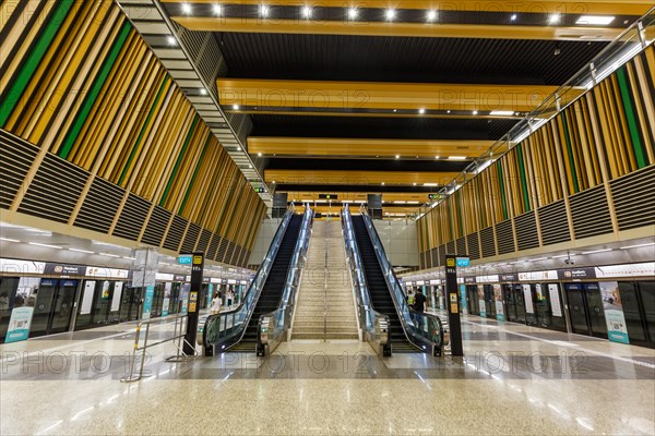 Metro Singapore underground at the Woodlands underground station on the Thomson East Coast Line in Singapore