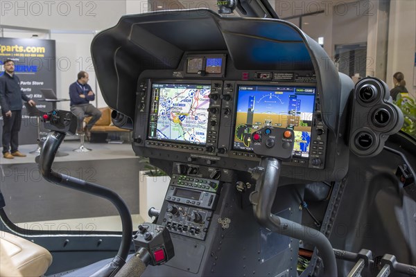 Modern pilot instrument panels with displays in the cockpit