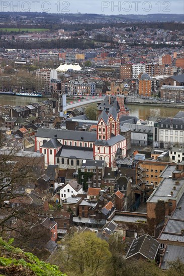 View over the city Liege and the St. Bartholomew's Church