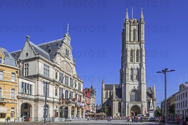 Saint-Bavo's square showing the Royal Dutch Theatre and the St-Bavo's cathedral